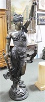 "JUSTICE IS BLIND" BRONZE STATUE - SIGNED: A.