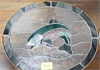 TROUT STAINED GLASS OVALS - 2 TIMES BID 13" X 16"