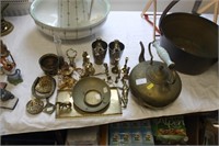 Collection of brass including kettle