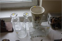 Collection of vases and two decanters