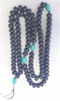 Large Lapis Lazuli bead necklace inset with