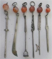Six Chinese Silver miniature weapons