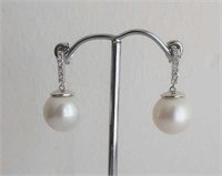 14ct White Gold Pearl and Diamond earrings