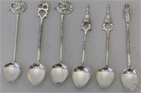 Six Indian Sterling Silver demitasse tea spoons