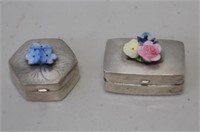 Pair of English sterling silver pill boxes