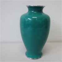 Ando signed Japanese green Shippo enamel vase