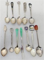 Sterling silver enamel souvenir spoons