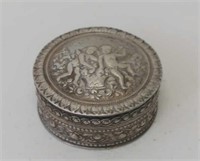 19thC German 830 silver round snuff box
