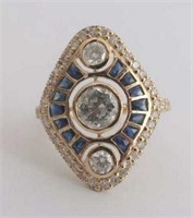 14ct Yellow Gold Diamond and Sapphire ring