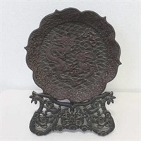Antique Chinese cinnabar Dragon plate