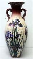 Large antique Japanese ceramic floral vase