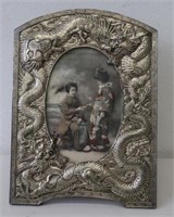 Antique Japanese silver metal photo frame