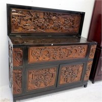 Large Chinese carved hardwood cocktail cabinet