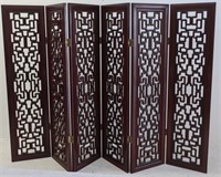 Chinese solid rosewood carved six panel screen