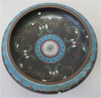 Chinese Famille Noire floral cloisonne bowl