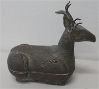 Burmese silver metal deer form box