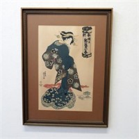Meiji Japanese woodblock print of a Bijin