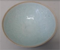 Antique Chinese celadon glaze incised bowl