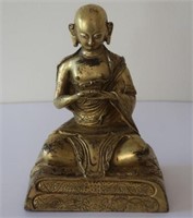 Sino Tibetan gilt bronze seated Monk