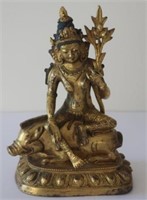 Sino Tibetan gilt bronze figure Deity