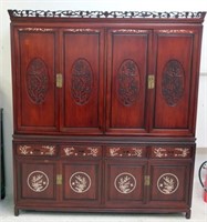 Chinese solid rosewood mother of pearl cabinet