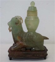 Qing dynasty Chinese Jade figure of Goat on stand