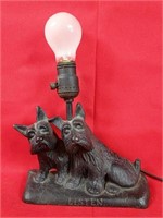 Vintage Cast Iron Listen Dog Lamp
