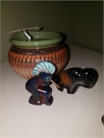 Native American Navajo Pottery Bowl & Figurines