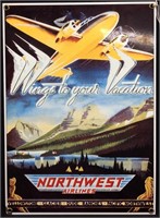 Vintage Northwest Airlines Porcelain Sign