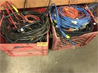 2 Baskets of Wire & White Electrical Poles