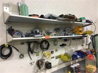 Contents of 3 Shelves; Hole Saws, Drills, Brass