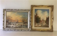 Pair of Framed Dennis Lewan Paintings