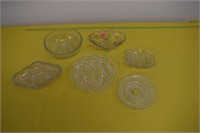 Pressed Glass Bowls and Plates, 6 pieces