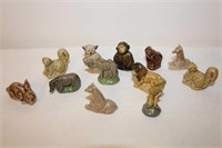12 Wade figurines and 12" tray
