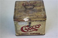 Vintage Cinco Tin Cigar Humidor