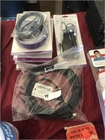 LOT OF AUDIO CABLES, MICROPHONE AND