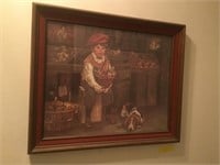 Framed Art: Young Boy with Dog
