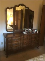 French Provincal Dresser with Triple Mirror