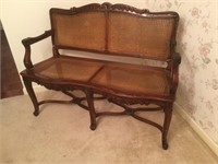French Provincial Cane Back & Seat Settee