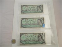 3 Billets  1 Dollar Canada de 1967 Confédération