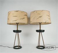 Pair of atomic era lamps with resin shades