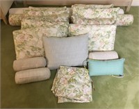 Assortment of Linen Covered Pillows< Duvet & More