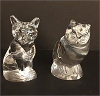 Lenox Crystal Fox and Owl Figurines