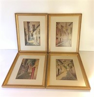 Four Framed C. Sanchez Watercolors