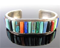 Sterling Silver Multi-Stone Zuni Inlay Bracelet