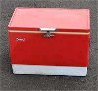 Vintage Coleman Red & White 80 Metal Cooler