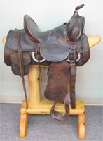 N Porter Embossed Western Antique Saddle