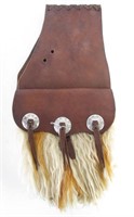 Pair of Leather and Angora Western Saddle Bags
