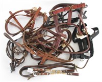 Group of Horse Collars, Headstalls and Halters
