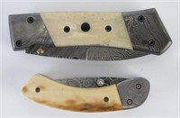 Two Damascus Folding Pocket Knives